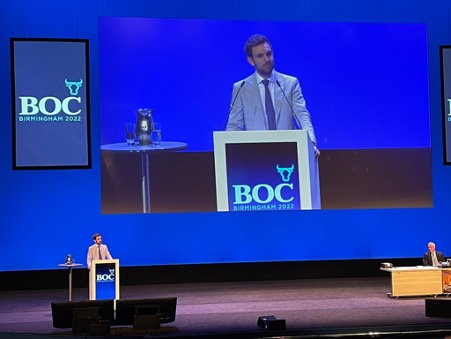 Dr. Adam Jowett lecturing at the British Orthodontic Conference